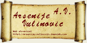 Arsenije Vulinović vizit kartica